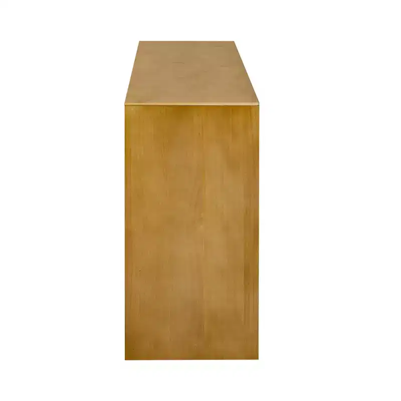 Modern Sideboard Buffet Cabinet with 4 Doors and Open Shelf, Natural Wood Finish