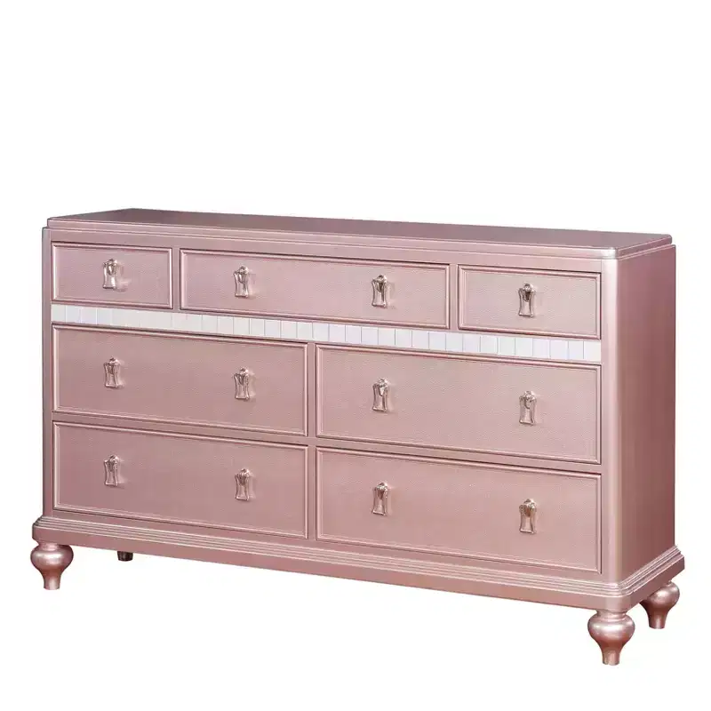 7 Drawer Dresser Rose Gold