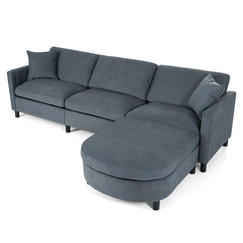 Tala Sectional Sofa Couch with Ottoman and Removable Cushion by GDFStudio
