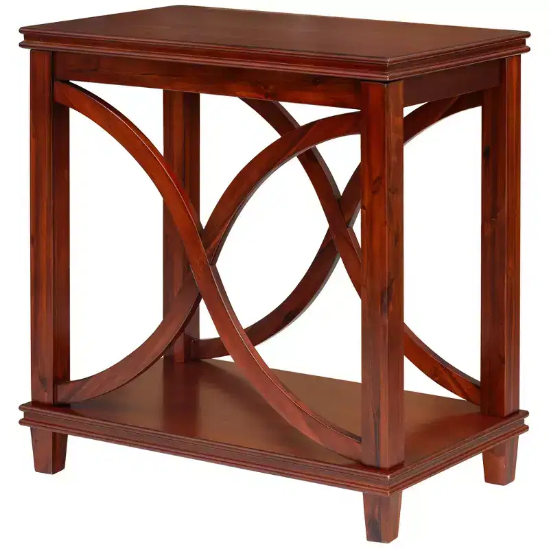 eHemco Solid Wood Rectangle Decorative Console Table, 2-Tier Side Table with X-Design Design, Cherry