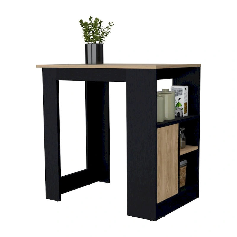 FM FURNITURE Arial Kitchen island in melamine,black/natural Oak
