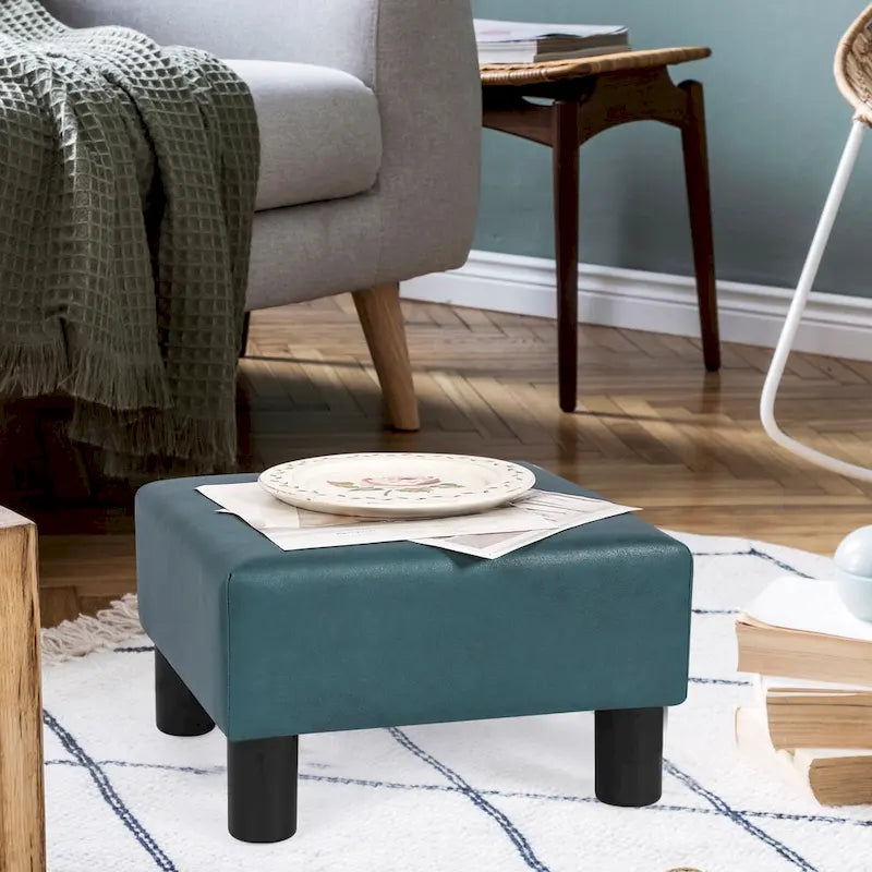 Small Square Footstool Ottoman Modern Fabric Footrest Stool