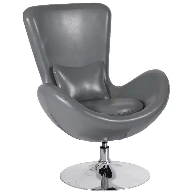 Merrick Lane High-Back Egg Style Lounge Chair With 360 Swivel Metal Base