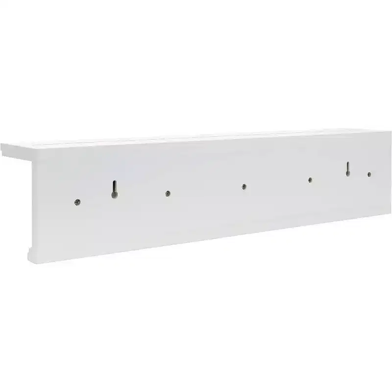 Kiera Grace 24"x4" Kian Wall Floating Shelf with 5 Pegs White: Integrated Display, MDF, Metal Hardware
