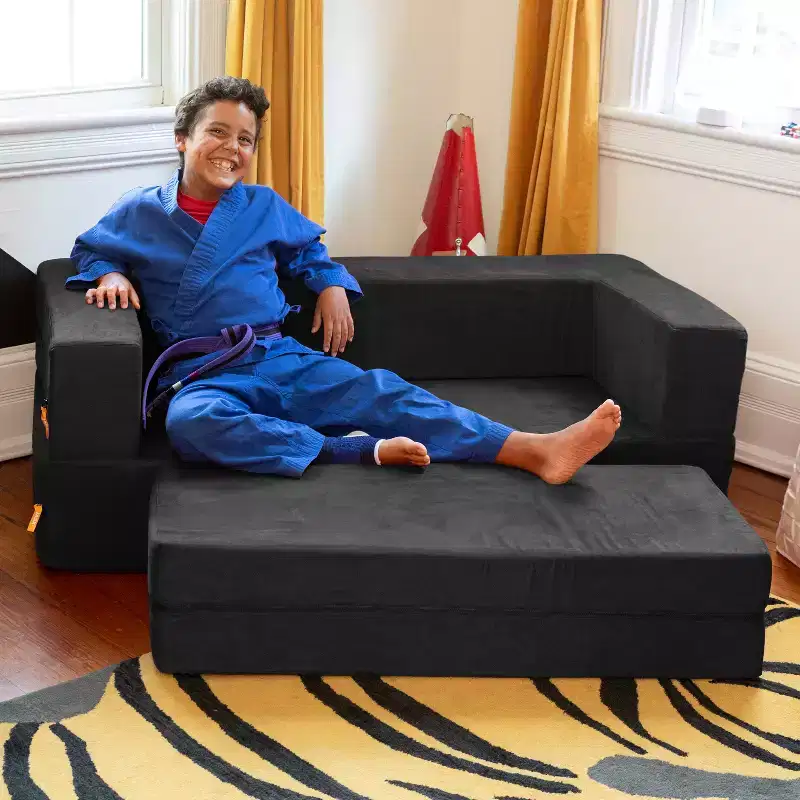 Zipline Kids Sofa & Large Ottoman, 3 in 1 Fold Out Sofa