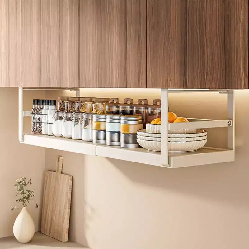 Expandable Under Cabinet Shelf, Hanging Under Shelf Storage Basket Organizer