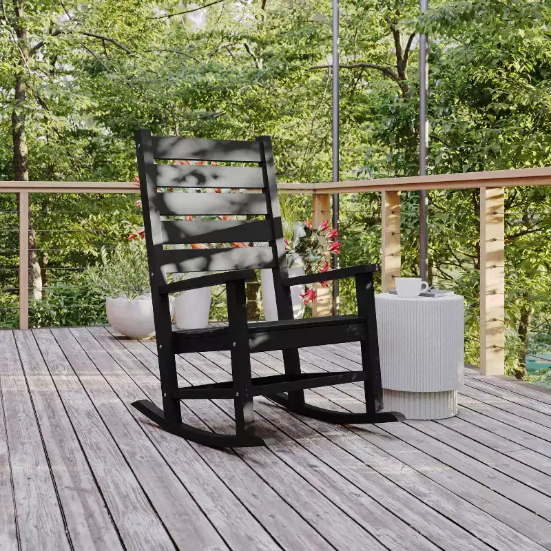 Flash Furniture Manchester Contemporary Rocking Chair, All-Weather HDPE Indoor/Outdoor Rocker
