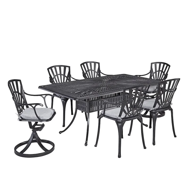 Grenada Charcoal Aluminum 7 Piece Outdoor Dining Set - 72 x 29 x 42