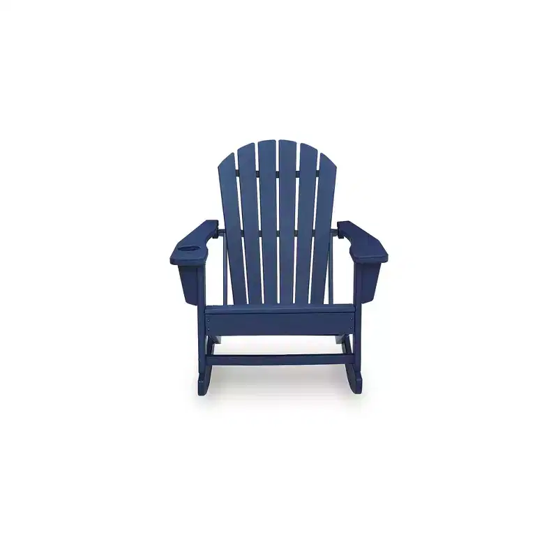 Signature Design by Ashley Sundown Treasure Outdoor Adirondack Rocking Chair, MEGA-TUFF HDPE, Blue