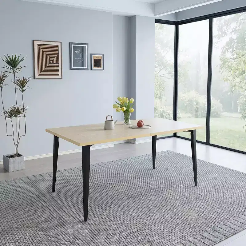 Modern Rectangular Dining Table with MDF Wood Top and Metal Legs, Kitchen Dining Room Table for Home Apartment Dining Space