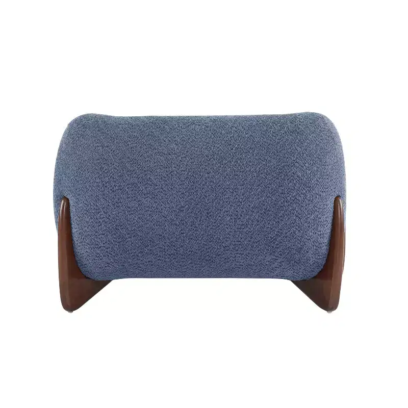Birch Wood Boucle Upholstered Club Chair