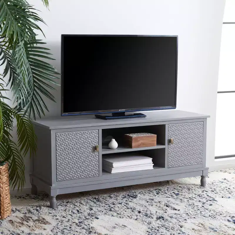 Halton 2 Door 1 Shelf Media Stand - MED5706 - White Wash Grey - Safavieh