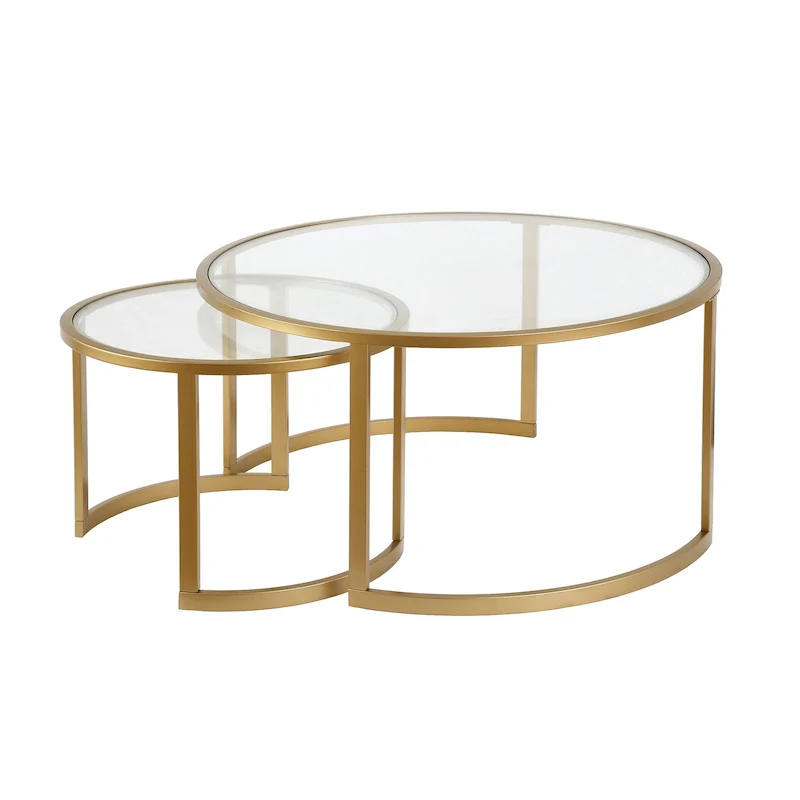36 Glass And Steel Round Nested Coffee Tables (2-Pack)