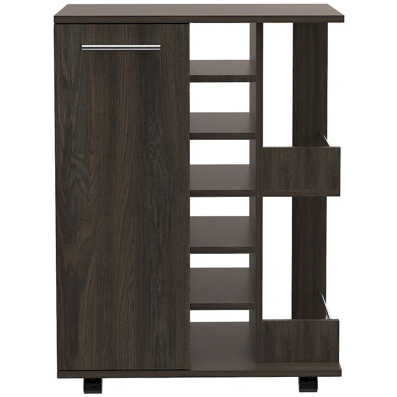 2-Shelf 6-Bottle Bar Cart with Division Carbon Espresso