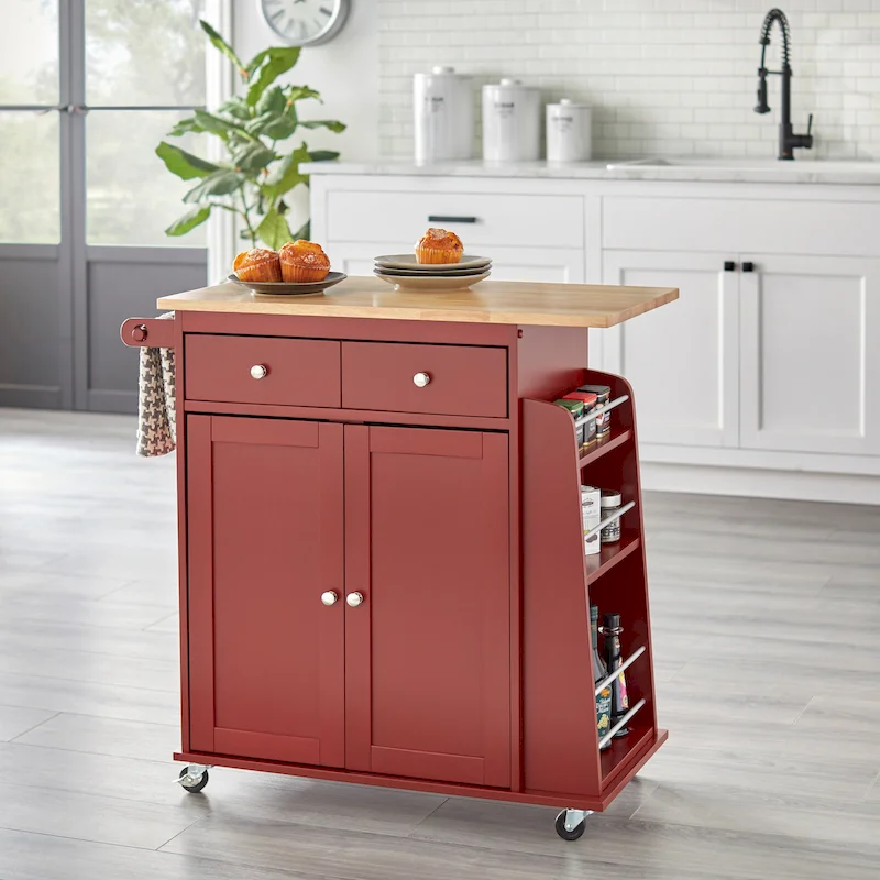 Red Kitchen Cart with Storage