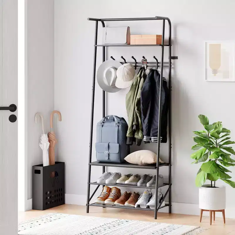 Coat Rack Shoe Bench with 5 /6 /10 Hooks