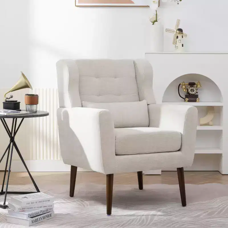 Okak Accent Chairs for Bedroom, Mid Century Modern Accent Chair, Teddy Fabric Chairs Comfy Reading Chair, Lounge Arm Chairs Armchair
