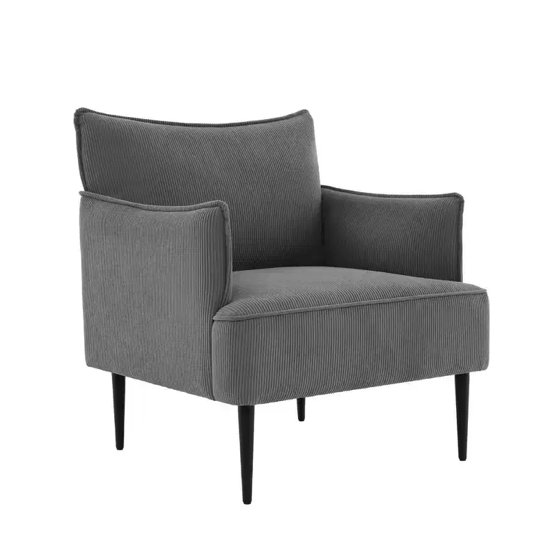Modern Corduroy Accent Chair  Padded Armrests, Compact Upholstered Armchair with Metal Legs, 300 lb Capacity for Living Room or Bedroom