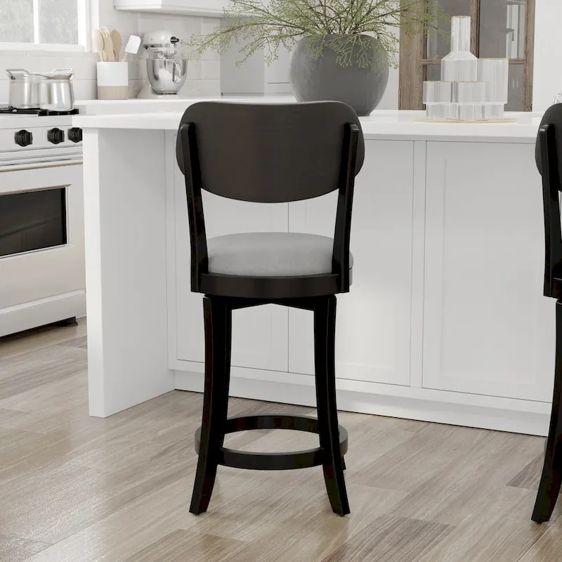 Wood Upholstered Swivel Counter Stool - 38.25H x 20W x 17.5D; Seat Height: 25.5H