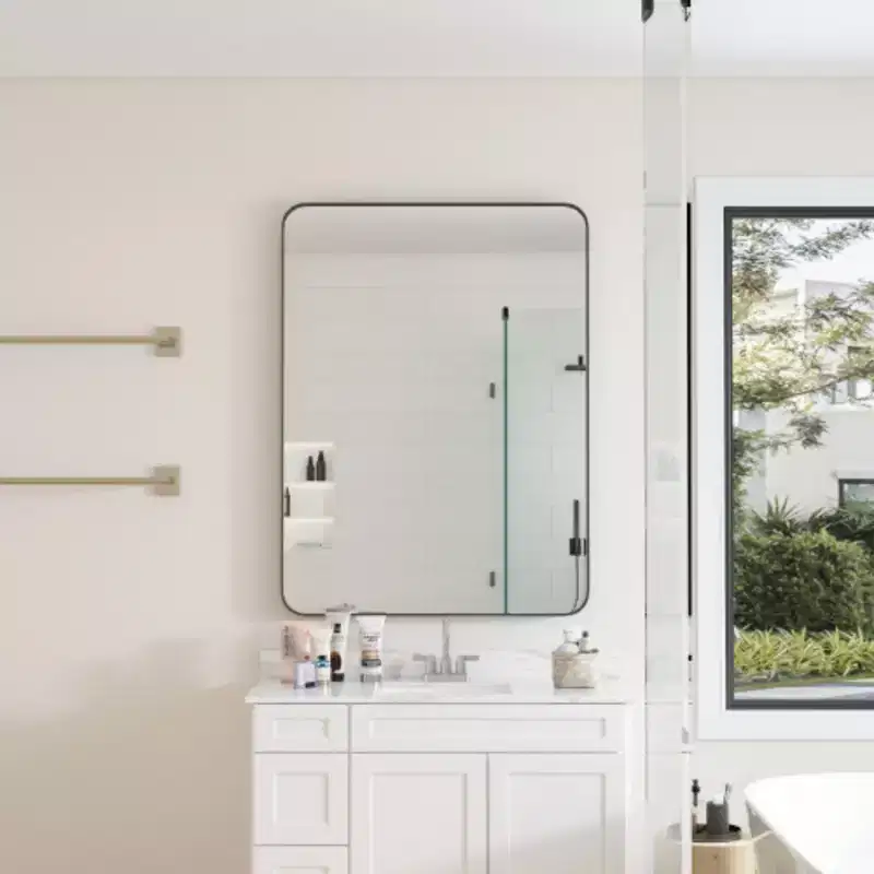 30x40 Black Rectangular Wall Mirror: Metal Frame, Vanity, Dressing - Ideal for Bath, Living, Bed