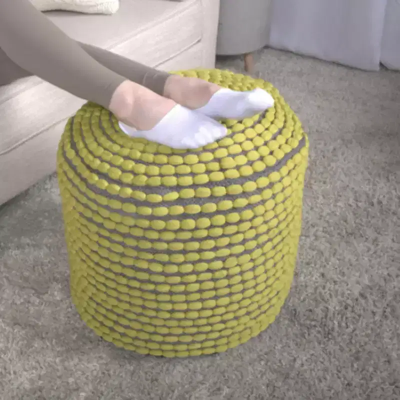 TUYOHW Handcrafted Cylindrical Ottoman with Waterproof Fabric Upholstered Foot Stool with Tufting Pouf Small Ottoman for Living Room, Bedroom