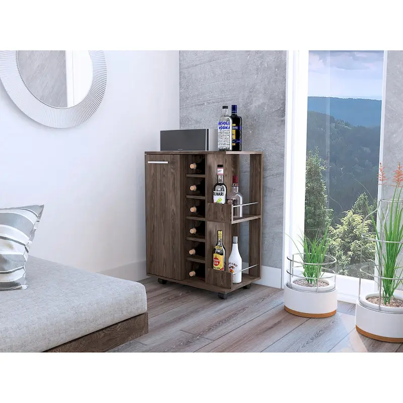 Bartlet 2-Shelf 6-Bottle Bar Cart with Division