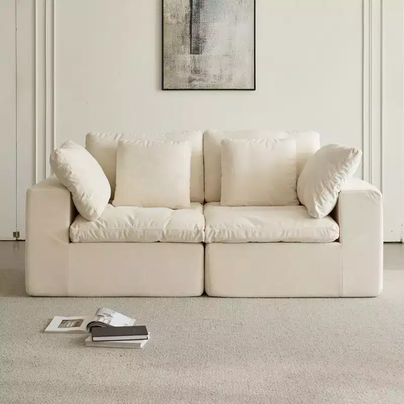 Swtroom 79 Boneless Cloud Modular Sofa, 35D High Density Foam, No Assembly Required, Compression Sofa with Wide Armrests and Pillows