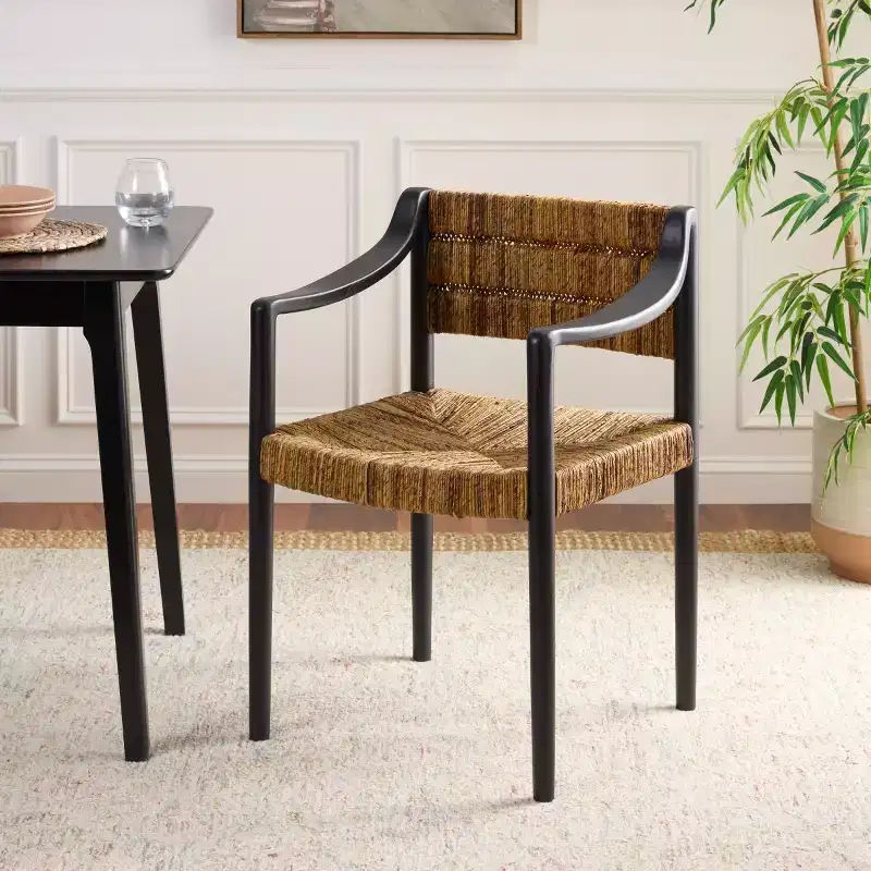 Arm Dining Chair - DCH1214 - Banana Natural/Black