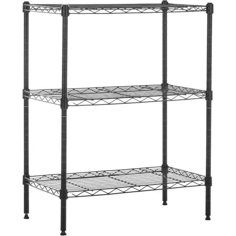 3 - Shelf Adjustable Heavy Duty Steel Wire Rack Storage Shelving Organizer Kitchen Garage Black 23.2 Inch Lx 13.4 Inch Wx 30 Inch H
