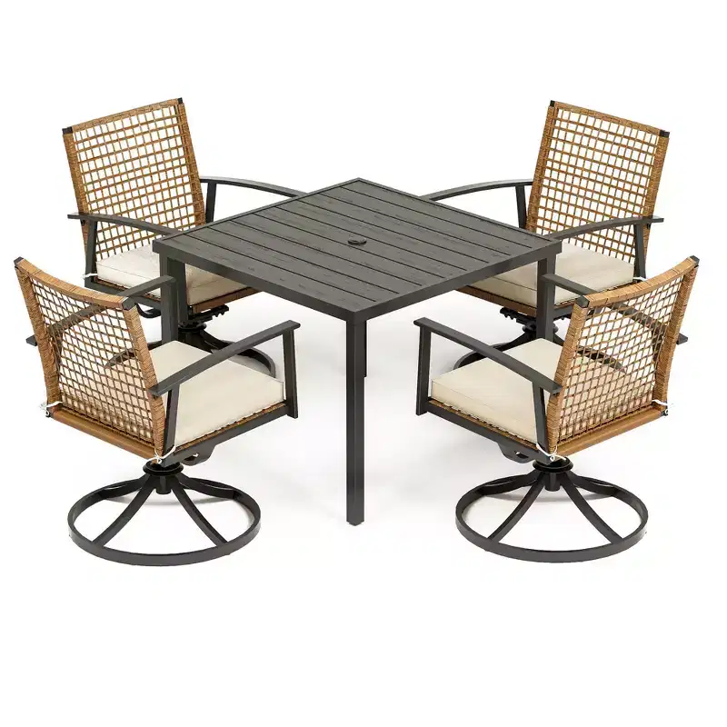 LAUSAINT HOME 7 Pieces Patio Dining Set Outdoor Dining Set with 6 Swivel Chairs Conversation Set for Backyard