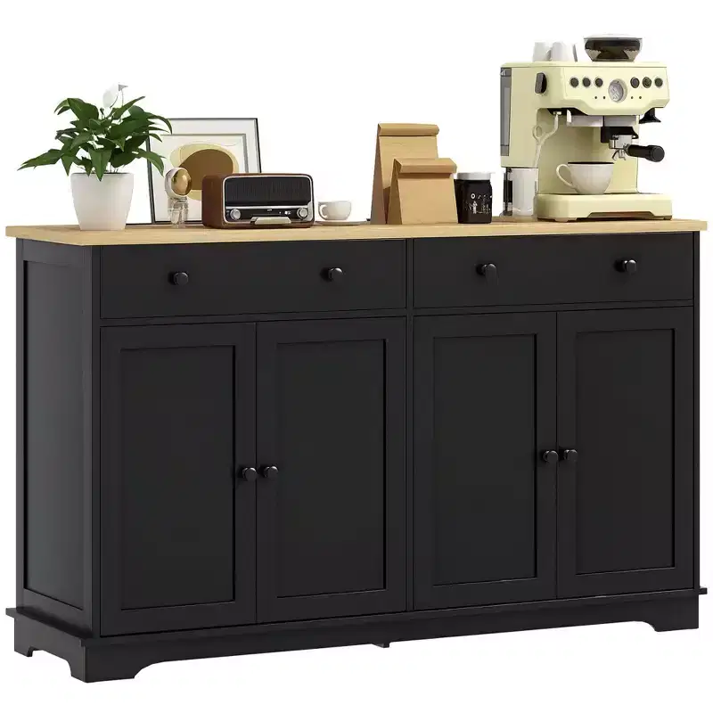 Sideboard Buffet Cabinet with Storage – 4 Doors, 2 Drawers & Adjustable Shelves