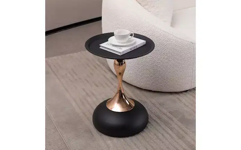 Mermaid Tail Pedestal Round Side Table, Anti-Rust Metal Tray Top Small Coffee Table, Versatile Accent Table, End Table for Living Room