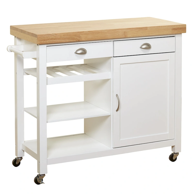Simple Living Martha Rolling Rubberwood Kitchen Cart