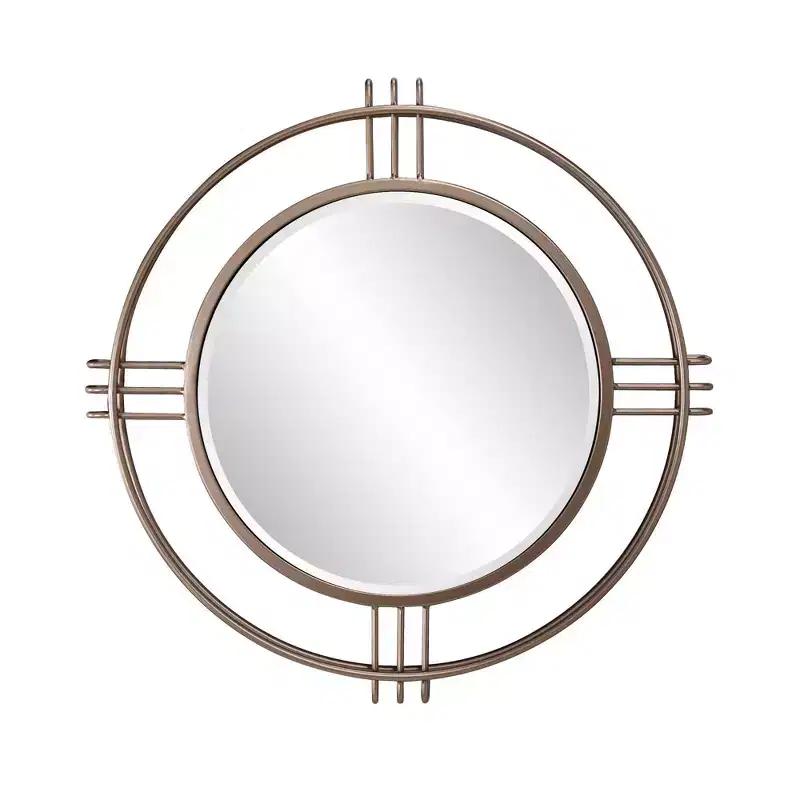 Howard Elliott 40" Casimir Deep Gold Round Wall Mirror with Handcrafted Iron Frame