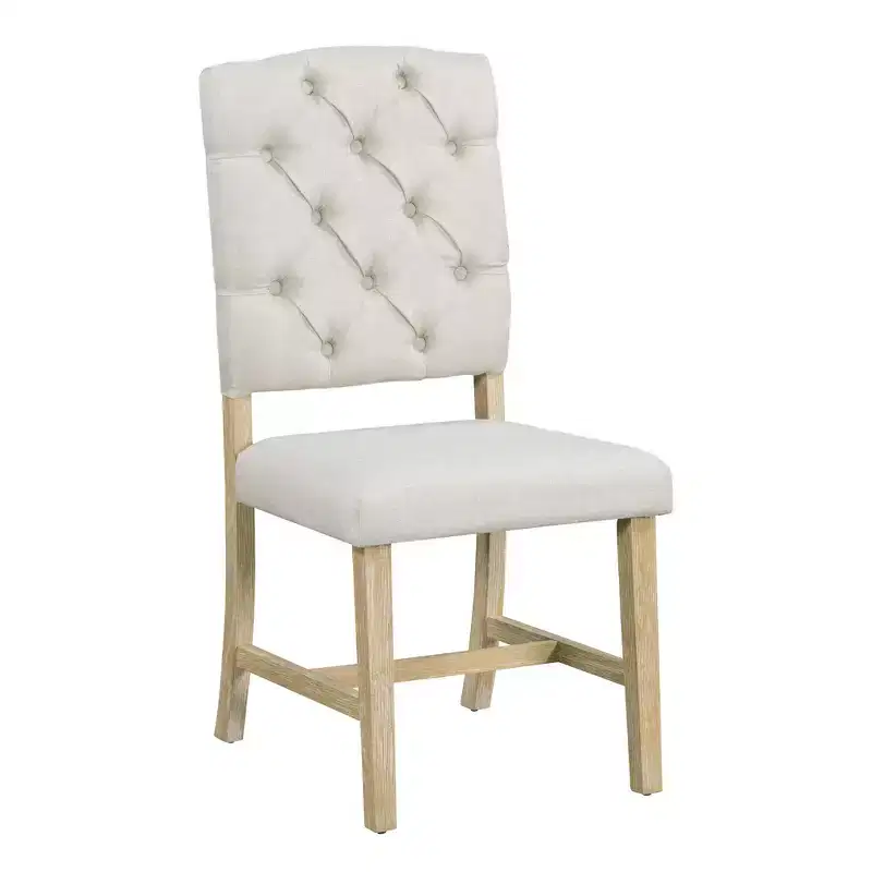 Whisen Retro Style 5-Piece Extendable Dining Set with 4-Botton Tufted Upholstered Chairs