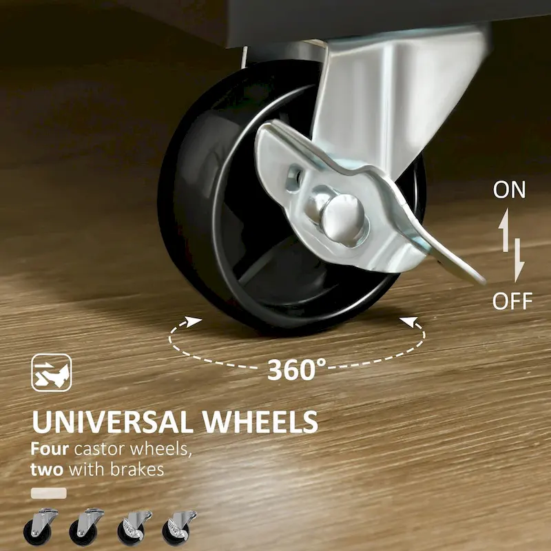 Modern 41 Rolling Kitchen Island on Wheels