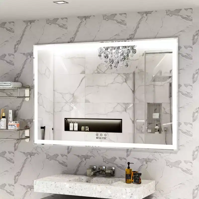 60x40 Oversized LED Bathroom Mirror: Wall Mounted, 3 Color Modes, Aluminum Frame, Large