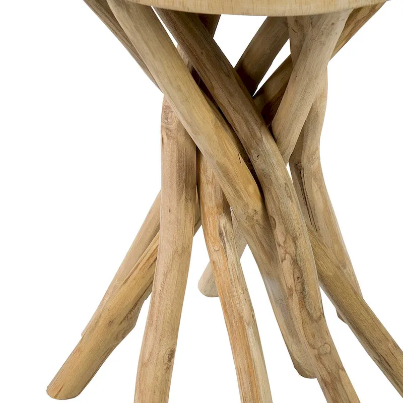Solid Wood Cross-Cut Accent Table With Branch Base by East at Main - Small