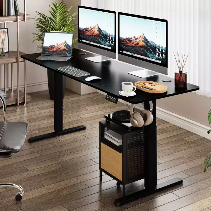 63''Adjustable Height Standing Desk, Computer Desks with Memory Preset, Splice Tabletop