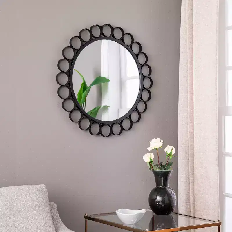 Abdella Round Decorative Mirror - Black - SEI