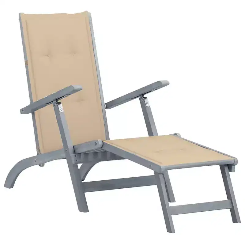 vidaXL Deck Chair Solid Acacia wood Standard Foldable Deck Chair