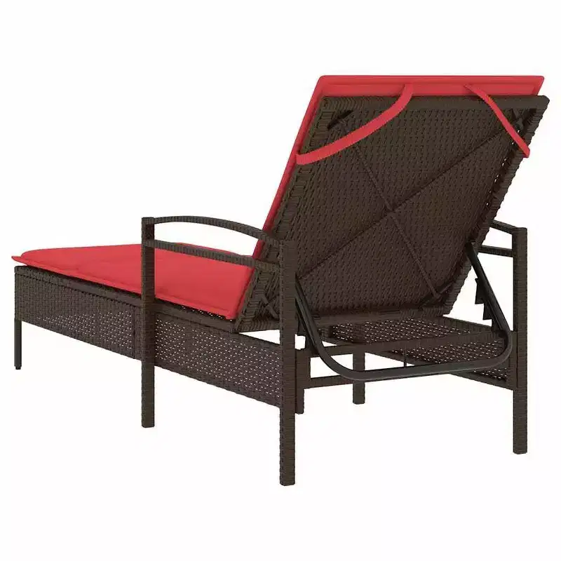vidaXL Sun Lounger 1-person Brown 24.80 x 78.74 x 31.89 in Poly Rattan