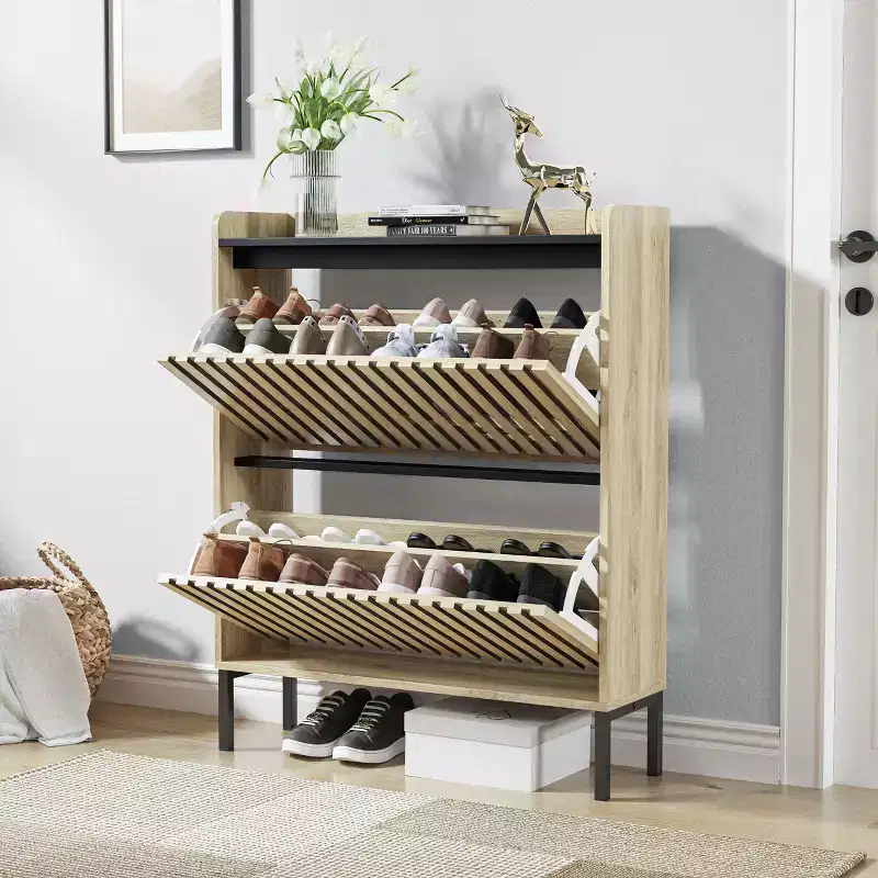 Minimalist Fluted Dresser with 6 Drawers, Modern Clothes Storage Cabinet, Two-Tone Design, Large Capacity for Bedroom, Hallway, Living Room