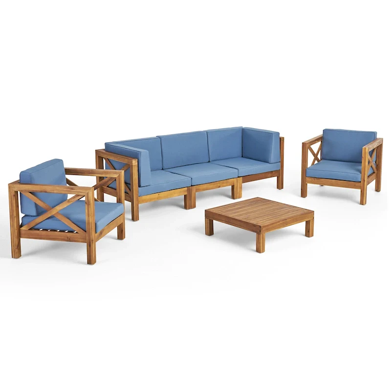 Brava Outdoor Acacia Wood 6-piece Chat Set by Christopher Knight Home
