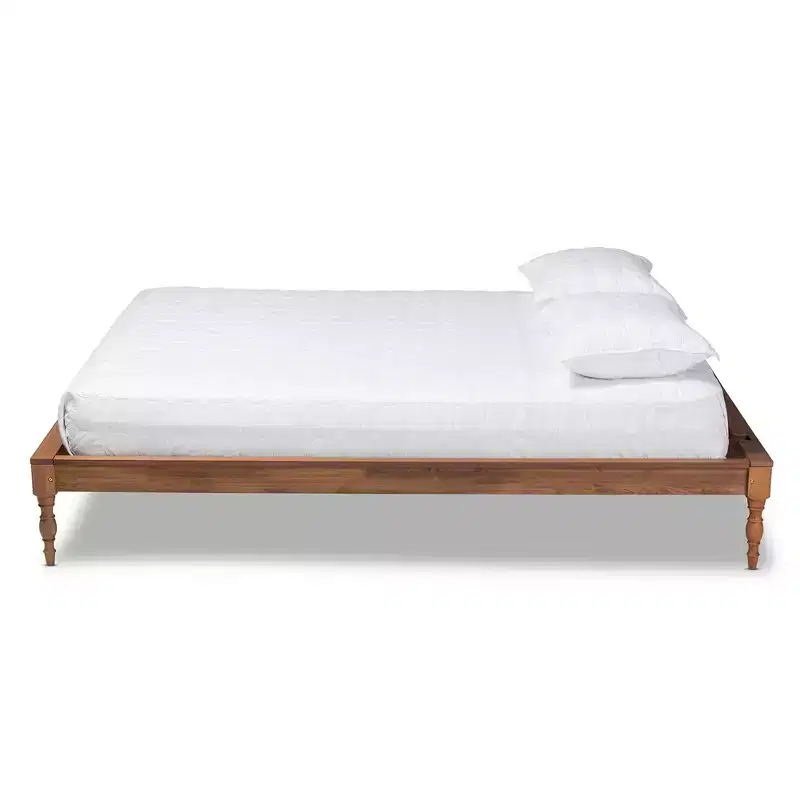 Romy Wood Bed Frame Ash Walnut - Baxton Studio