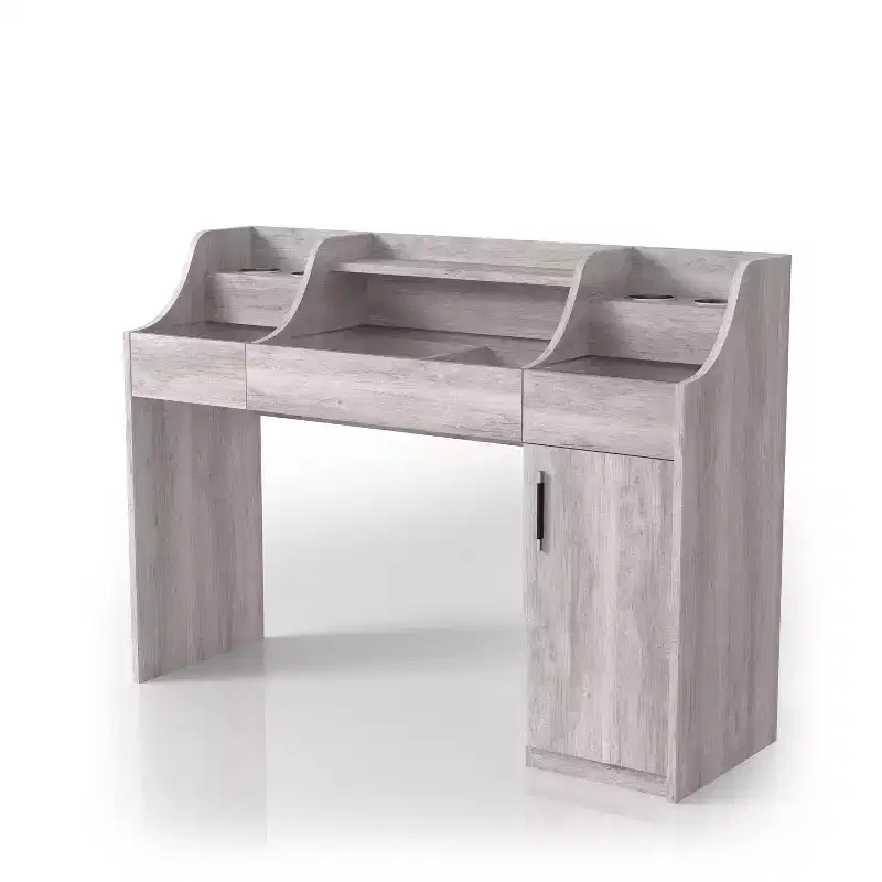 24/7 Shop At Home 49" Peacemeld Contemporary 3 Drawer Makeup Vanity Table with Glass Top Coastal White: Bedroom Vanity with Ample Storage