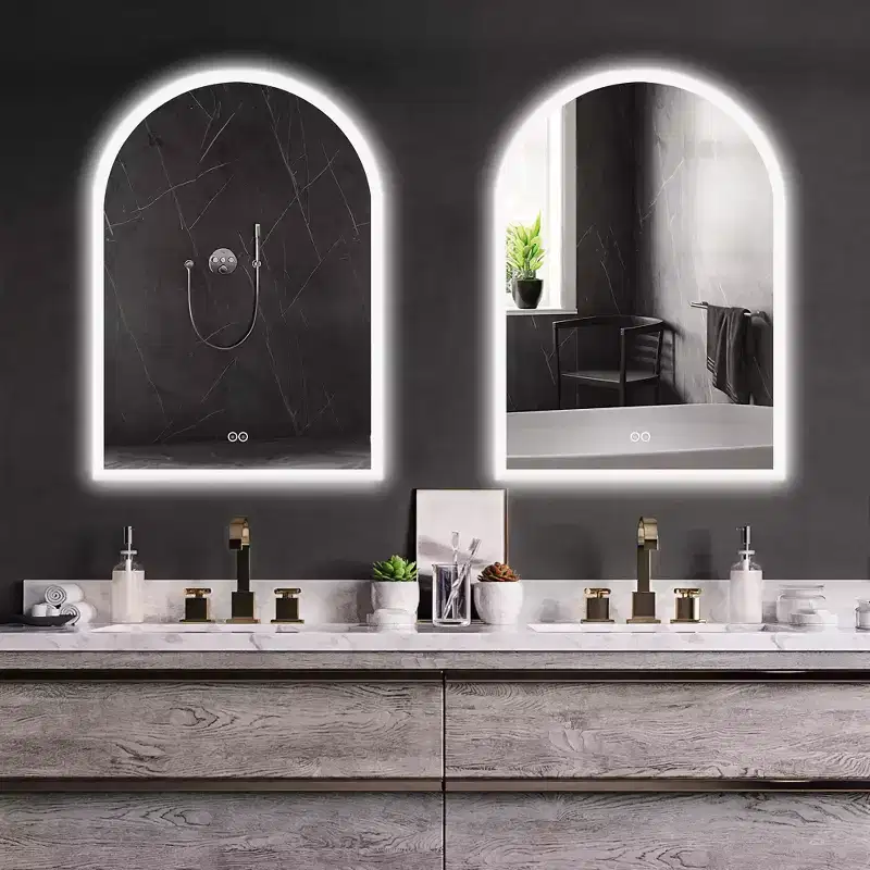 Arched Bathroom Vanity Mirror with LED Light and Defog Function, 24