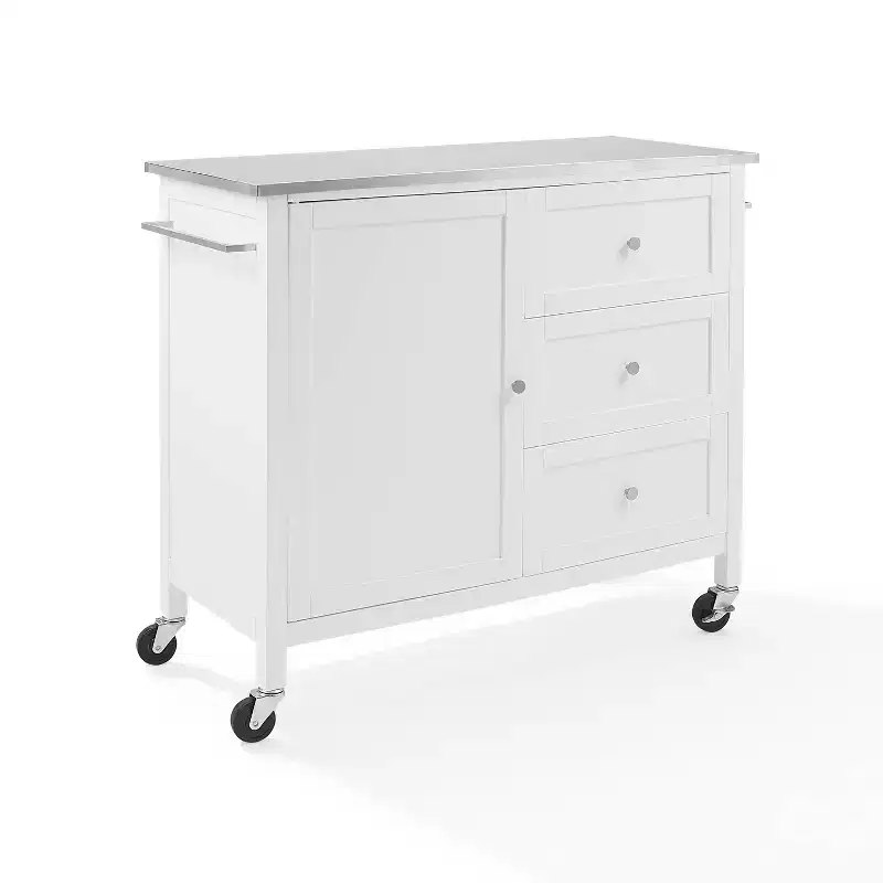 Stainless Steel Top Kitchen Island/Cart with Adjustable Shelf & Casters - Crosley