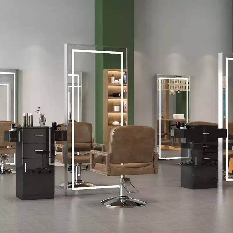 Karl Home Free Standing Wooden Salon Barber Station Cabinet with 2 drawers 1 Cabinet 6 Hair Dryer Holders
