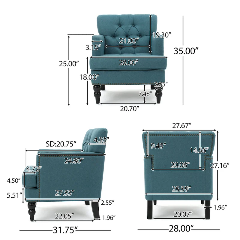Malone Tufted Back Fabric Club Chair by Christopher Knight Home - 28.00 L x 29.50 W x 33.50 H
